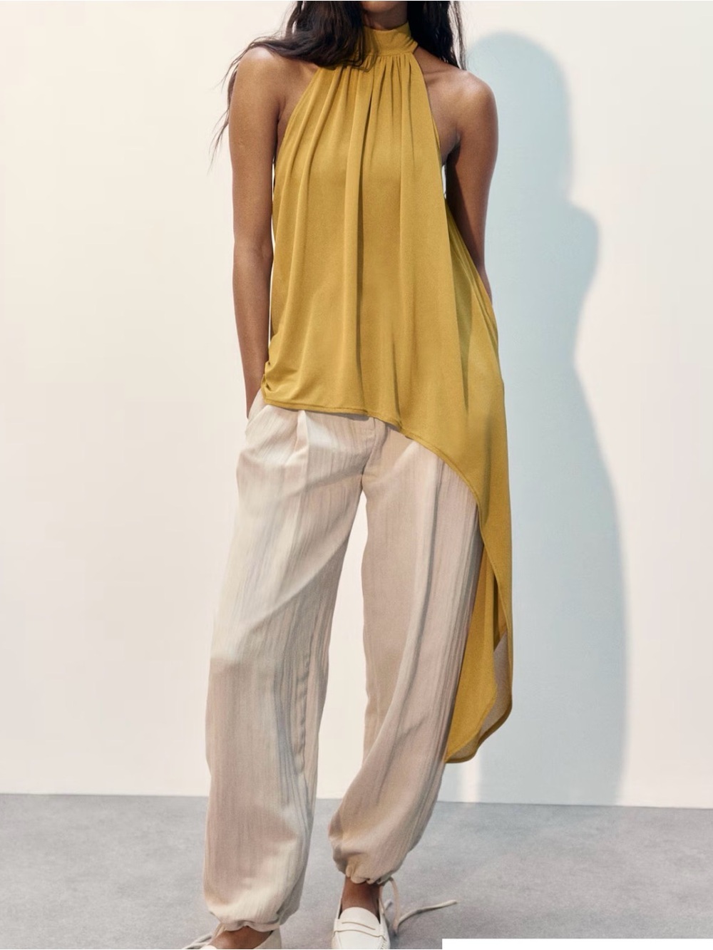 Brand new H&M Sheer Mustard Halter Tunic
